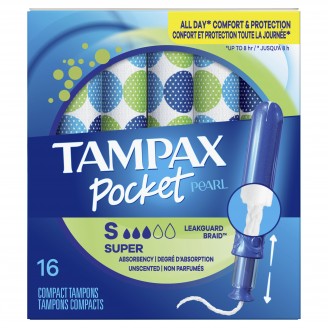 Tampax Pocket Pearl Super Absorbency Unscented Plastic Tampons